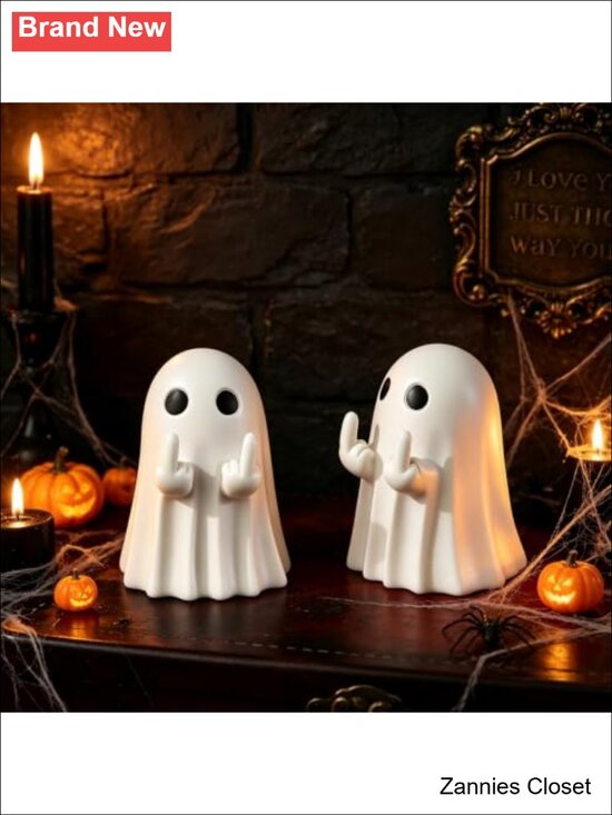 Other - 👻 2Pcs Halloween Ghost Figurine, Cute Spooky Resin Ghost Statue Tabletop Home